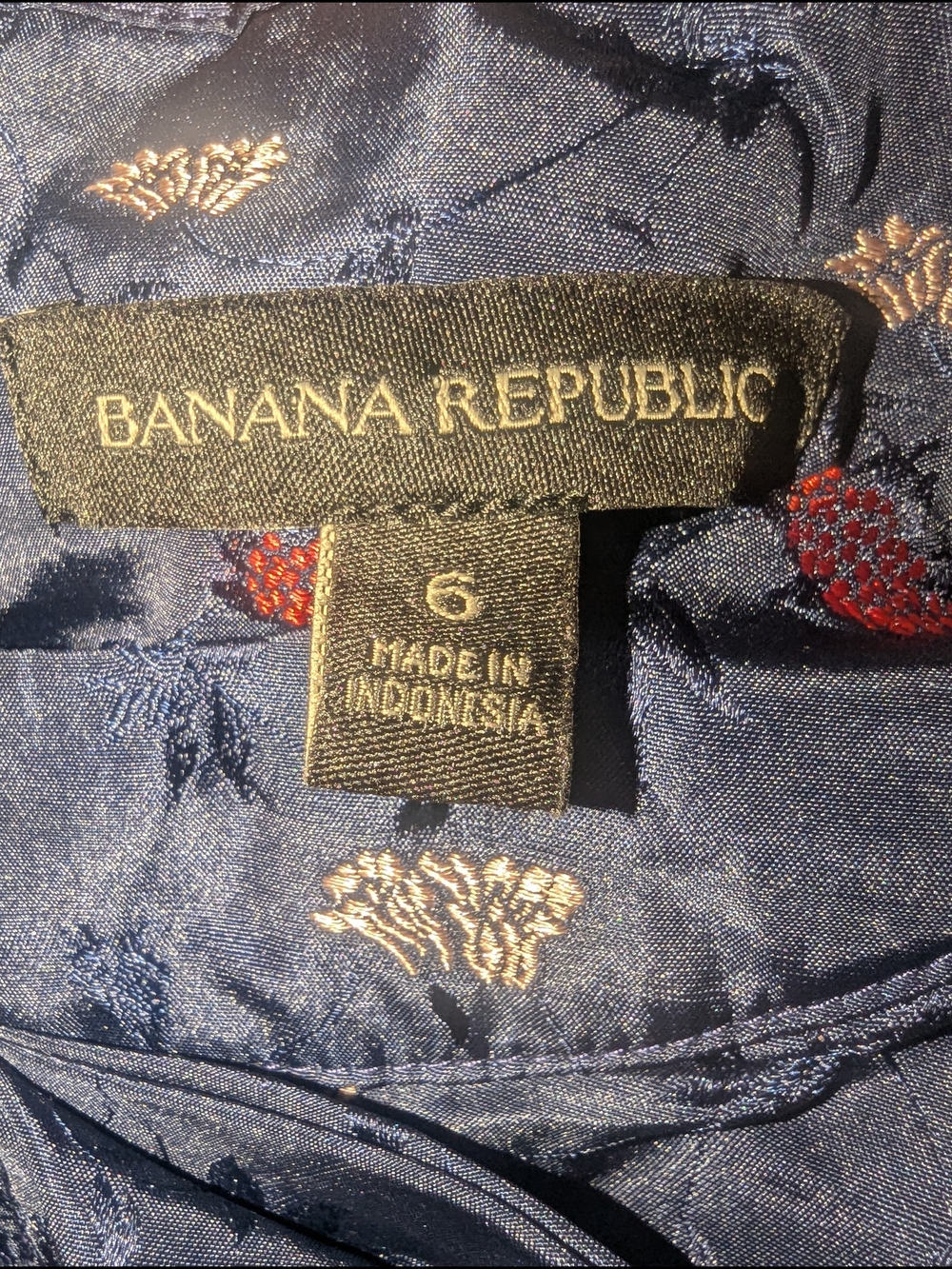 Banana Republic Navy Dress with Pink & Cream Floral Embroidery - Picture 3 of 7